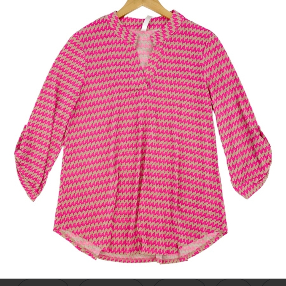 Pink & Tan Chevron Blouse
